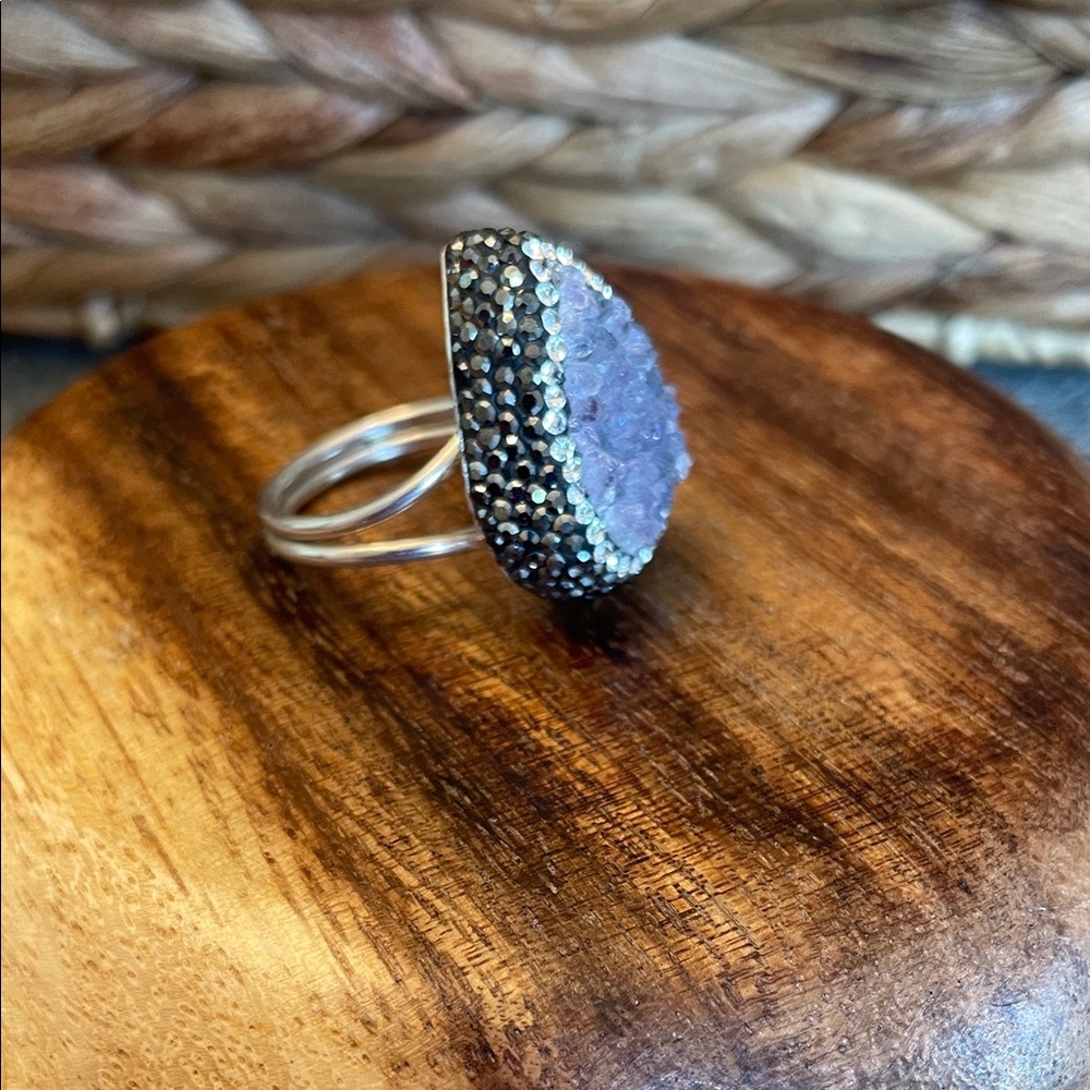 Druzy Amethyst Teardrop Ring